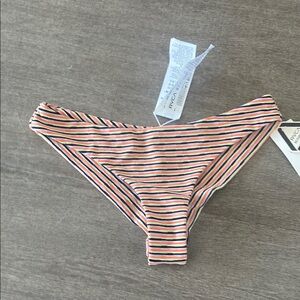 RVCA Red and Orange Striped Bikini Bottoms